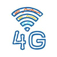 4g internet networking icon doodle illustration vector