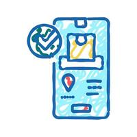 check status phone app icon doodle illustration vector