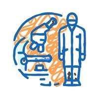 lab technician microscope icon doodle illustration vector