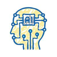 artificial intelligence technology icon doodle illustration vector