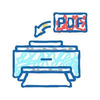 printing pdf file icon doodle illustration vector
