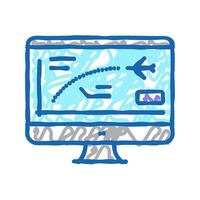 flight path computer simulator icon doodle illustration vector