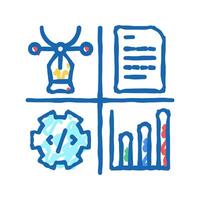 design, programming, content manager and analytics job icon doodle illustration vector