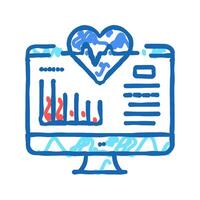 computer heart cardio icon doodle illustration vector