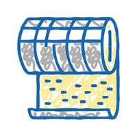 metallic mineral wool roll icon doodle illustration vector