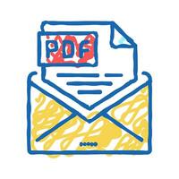 sending pdf file icon doodle illustration vector