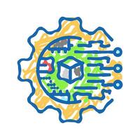 digital transformation tech icon doodle illustration vector