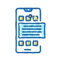 tasks on phone display icon doodle illustration vector