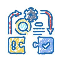 problem solving business process icon doodle illustration vector
