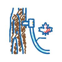 maple sap collection, using tubing method icon doodle illustration vector