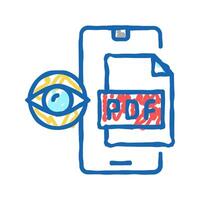 reading pdf file on mobile phone icon doodle illustration vector