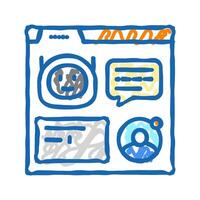 web chat bot icon doodle illustration vector