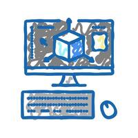 3d modeling icon doodle illustration vector