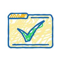 folder check mark icon doodle illustration vector