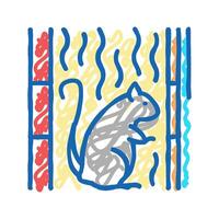 rat living in cotton wool in wall icon doodle illustration vector