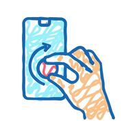 turning digital button on smartphone screen icon doodle illustration vector