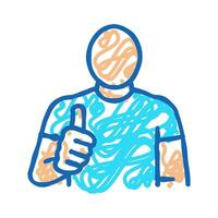 man shows class icon doodle illustration vector