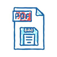 save pdf file icon doodle illustration vector