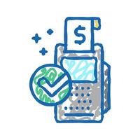 accept payment pos terminal icon doodle illustration vector