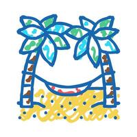 hammock between palm trees icon doodle illustration vector