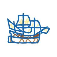 clipper ancient ship icon doodle illustration vector