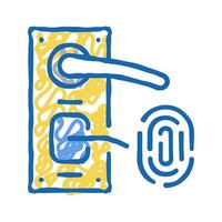 fingerprint security system for open door icon doodle illustration vector