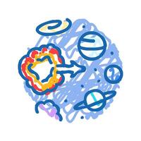 origin of the universe unsolved mystery icon doodle illustration vector