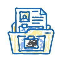 portfolio folder interview job icon doodle illustration vector