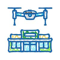 infrastructure survey drone icon doodle illustration vector