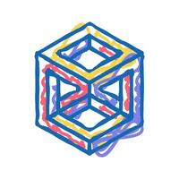 cube impossible geometric shape icon doodle illustration vector