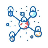 planets colonization and transport communication icon doodle illustration vector
