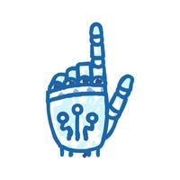 press click robot hand gesture icon doodle illustration vector