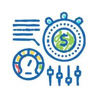 time for earn money settings and optimize icon doodle illustration vector