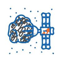 asteroid mining space exploration icon doodle illustration vector
