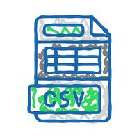 csv file format document icon doodle illustration vector