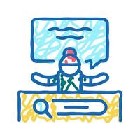librarian help for finding materials in children library icon doodle illustration vector