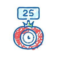 pomodoro technique time management icon doodle illustration vector