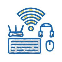 wireless setup repair computer icon doodle illustration vector