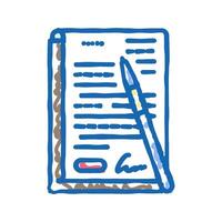 contract document paper icon doodle illustration vector