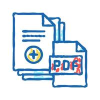 documentation scan adding in pdf file icon doodle illustration vector