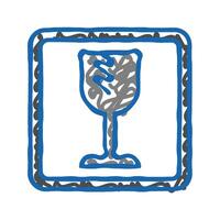 fragile product label warning icon doodle illustration vector