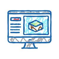 information of soil on computer screen icon doodle illustration vector
