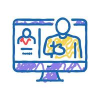 online call with customer icon doodle illustration vector