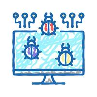 computer virus icon doodle illustration vector