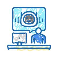 virtual chat bot icon doodle illustration vector