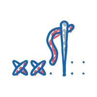 stitch guide embroidery hobby icon doodle illustration vector