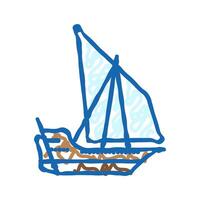 dhow ancient ship icon doodle illustration vector
