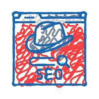 white hat seo icon doodle illustration vector
