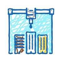 building layout 3d printer icon doodle illustration vector