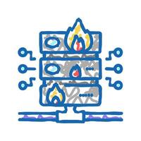 server fire security system icon doodle illustration vector